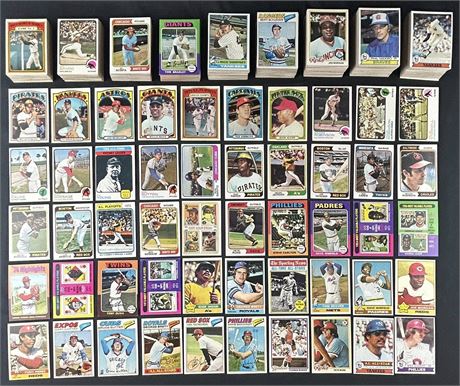 1972-79 Topps Baseball 70 HOFer Raw Lot (600+) w/ Mays, Rose, & Gibson EX Avg