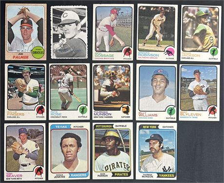 1968-1974 Topps Baseball Lot (14)  w/ Rose, Jackson, Palmer, and Munson EX Avg