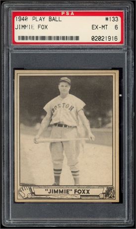 1940 Play Ball #133 Jimmie Fox PSA 6 EXMT