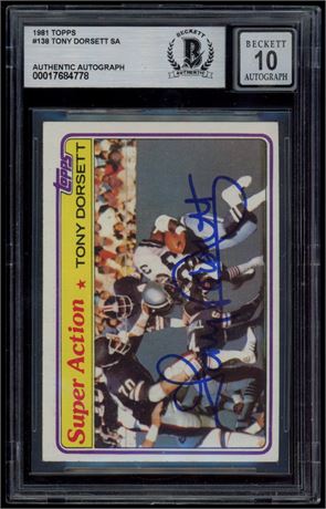 1981 Topps #138 Tony Dorsett SA BGS Authentic Auto 10