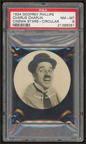 1924 Godfrey Phillips Cinema Stars Circular Charlie Chaplin PSA 8 NMMT