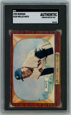 1955 Bowman #184 Willie Mays SGC Authentic (Minimum Size Not Met)