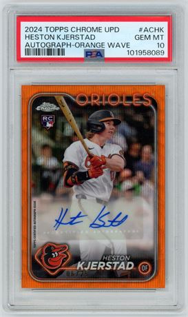 2024 Topps Chrome Update Heston Kjerstad RC Auto Orange Wave 6/25 PSA 10