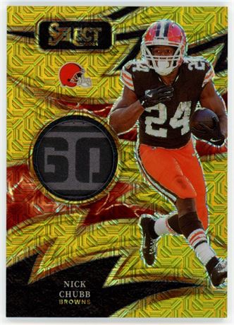2024 Panini Select Nick Chubb 9/10 Gold Prizm Patch