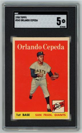 1958 Topps #343 Orlando Cepeda RC SGC 5 EX