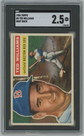 1956 Topps #5 Ted Williams Gray Back SGC 2.5 GOOD+