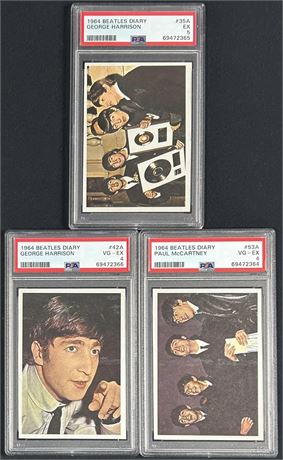 (3) 1964 Beatles Diary PSA Graded Card Lot