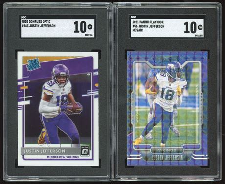 2020-21 SGC 10 Graded Justin Jefferson Lot (2) w/ Optic RC