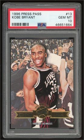 1996 Press Pass #13 Kobe Bryant RC PSA 10 GEM MINT