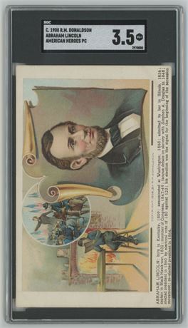1908 R.M. Donaldson American Heroes PC Abraham Lincoln SGC 3.5 VG+ POP 1 RARE!