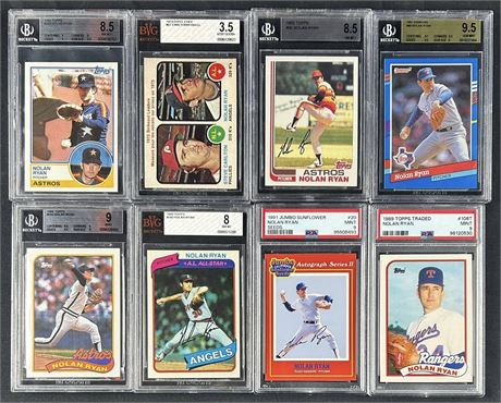 1973-1991 Nolan Ryan PSA/BVG/BGS Graded Lot (8)