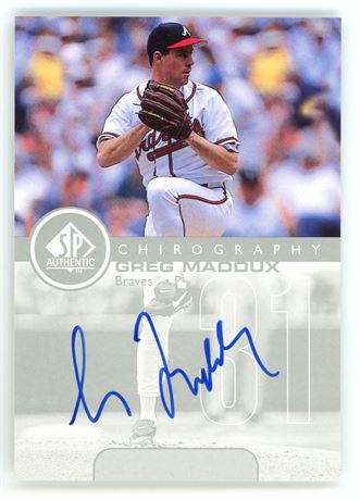 1999 Upper Deck SP Authentic Greg Maddux Chirography On Card Autograph
