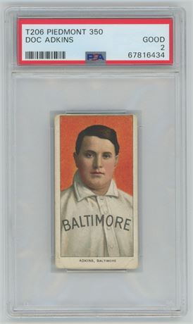1909-11 T206 Piedmont Doc Adkins PSA 2 GOOD