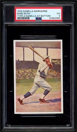 1932 Sanella Margarine Babe Ruth Type 2-Sanella At Bottom PSA 3