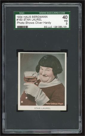 1934 Haus Bergmann #163 Stan Laurel Error Photo Shows Oliver Hardy SGC 3