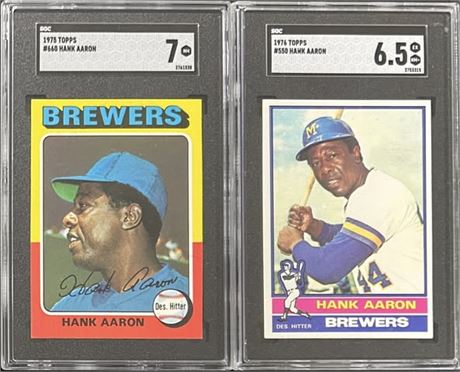 1975-76 Topps SGC Graded Hank Aaron Lot (2)