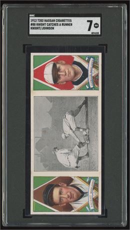 1912 T202 Hassan Knight/Johnson #88 Knight Catches SGC 7 NM CENTERED