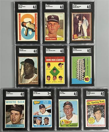 1960-69 Topps Stars SGC Graded EXMT Lot (10) w/Ruth/Drysdale/Mays