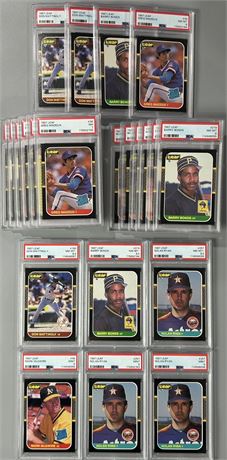 1987 Leaf PSA Graded 5-9 Star Lot (22) w/ Ryan, Bonds, Mattingly, Maddux