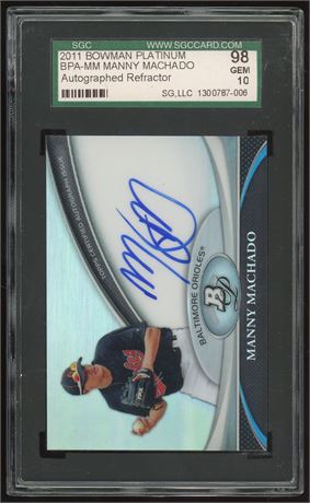 2011 Bowman Platinum Manny Machado RC Auto Refractor SGC 10 GEM MINT