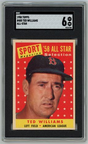 1958 Topps #485 Ted Williams All-Star Hi# SGC 6 EXMT