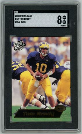 2000 Press Pass #37 Tom Brady RC Gold Zone SGC 8 NMMT