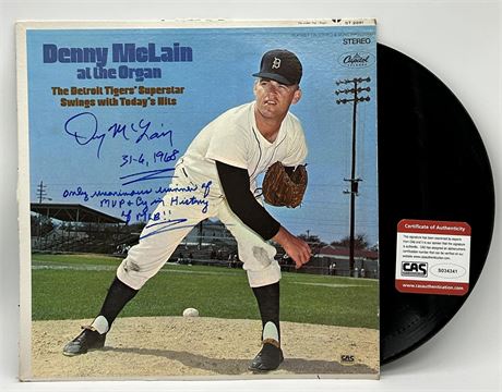Denny McLain Signed "Denny McLain at the Organ" Record w/ Inscriptions (CAS)