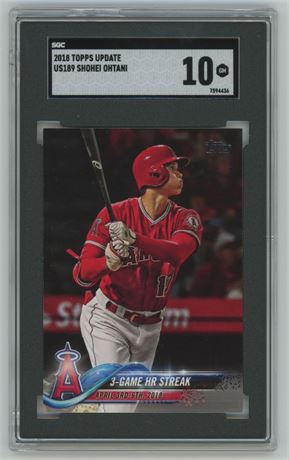 2018 Topps Update #US189 Shohei Ohtani 3-Game HR Streak SGC 10 GEM MINT