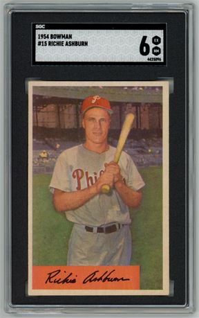 1954 Bowman #15 Richie Ashburn SGC 6 EXMT