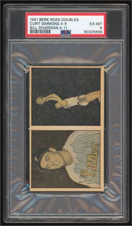 1951 Berk Ross Doubles Curt Simmons 4-9, Bill Sharman RC 4-11 PSA 6 EXMT