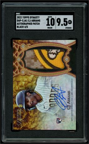 2022 Topps Dynasty CJ Abrams RPA 4/5 SGC 9.5 Auto 10 Nice Patch