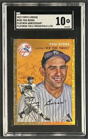 2023 Topps Chrome #430 Yogi Berra 1/50 Platinum Anniversary