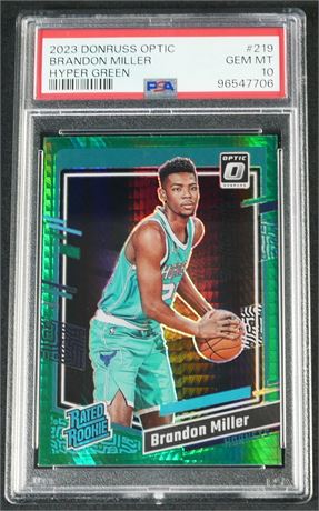 2023 Donruss Optic #219 Brandon Miller Hyper Green PSA 10 GEM MINT