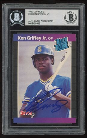 1989 Donruss #33 Ken Griffey Jr RC Auto BGS Authentic Auto