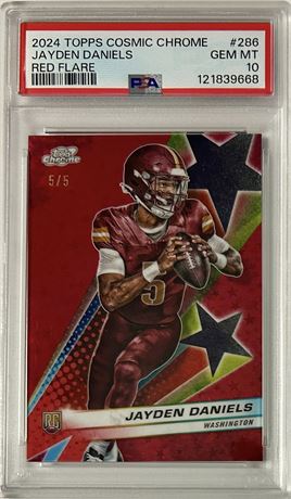 2024 Topps Chrome Cosmic Chrome #286 Jayden Daniels Red Flare 5/5 PSA 10