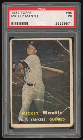 1957 Topps #95 Mickey Mantle PSA 1 POOR