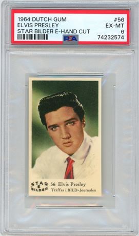 1964 Dutch Gum #56 Elvis Presley Star Bilder E-Hand Cut PSA 6 Pop 2, Highest