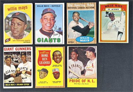 1959-1972 Topps Willie Mays Lot (7)