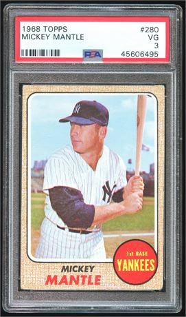 1968 Topps #280 Mickey Mantle PSA 3 VG
