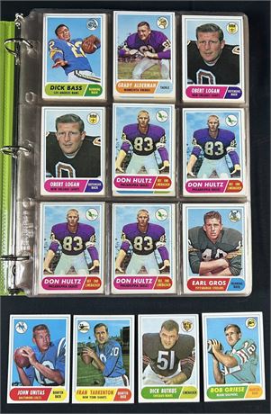 1968 Topps Football Lot (220) w/ Unitas, Butkus, Tarkenton VG+ Avg