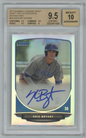 2013 Bowman Chrome Draft Kris Bryant RC Autographs Refractor BGS 9.5/10 #343/500