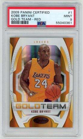 2009 Panini Certified #1 Kobe Bryant Gold Team-Red 43/250 PSA 9 MINT
