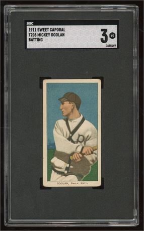 1909-11 T206 Sweet Caporal Mickey Doolan RC Batting SGC 3 VG