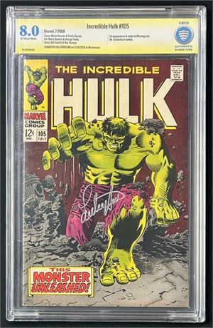 Incredible hulk #105 (1968) CBCS 8.0 Autographed by Lou Ferrigno