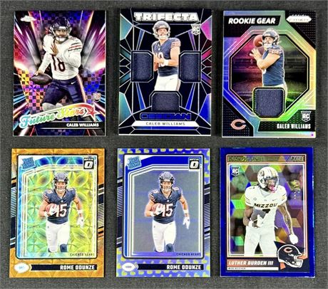 2024-2025 Panini/Topps Chicago Bears Stars Lot (6) w/ RC's, #'d & Patches
