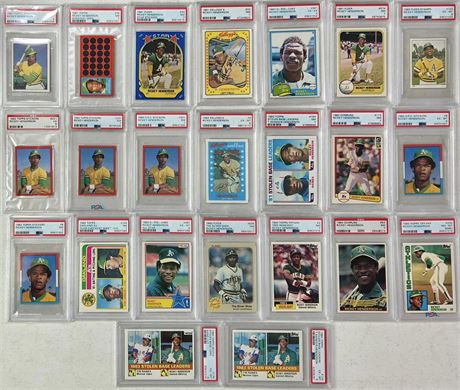 1981-84 PSA Graded Rickey Henderson Lot (23) w/ Tiffany, OPC, Topps