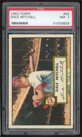 1952 Topps #92 Dale Mitchell PSA 7 NM