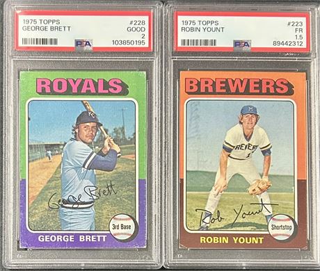 1975 Topps PSA Graded Rookie Lot (2) George Brett & Robin Yount