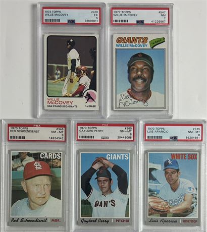 1970-1977 Topps PSA Baseball Lot (5) w/ Stars and HOF Players