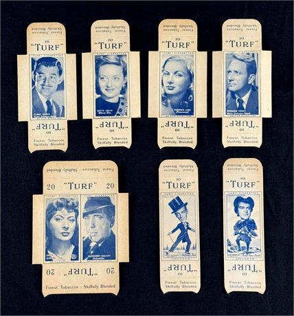 1947 Turf Cigarettes Lot (7) Film Stars w/Tab